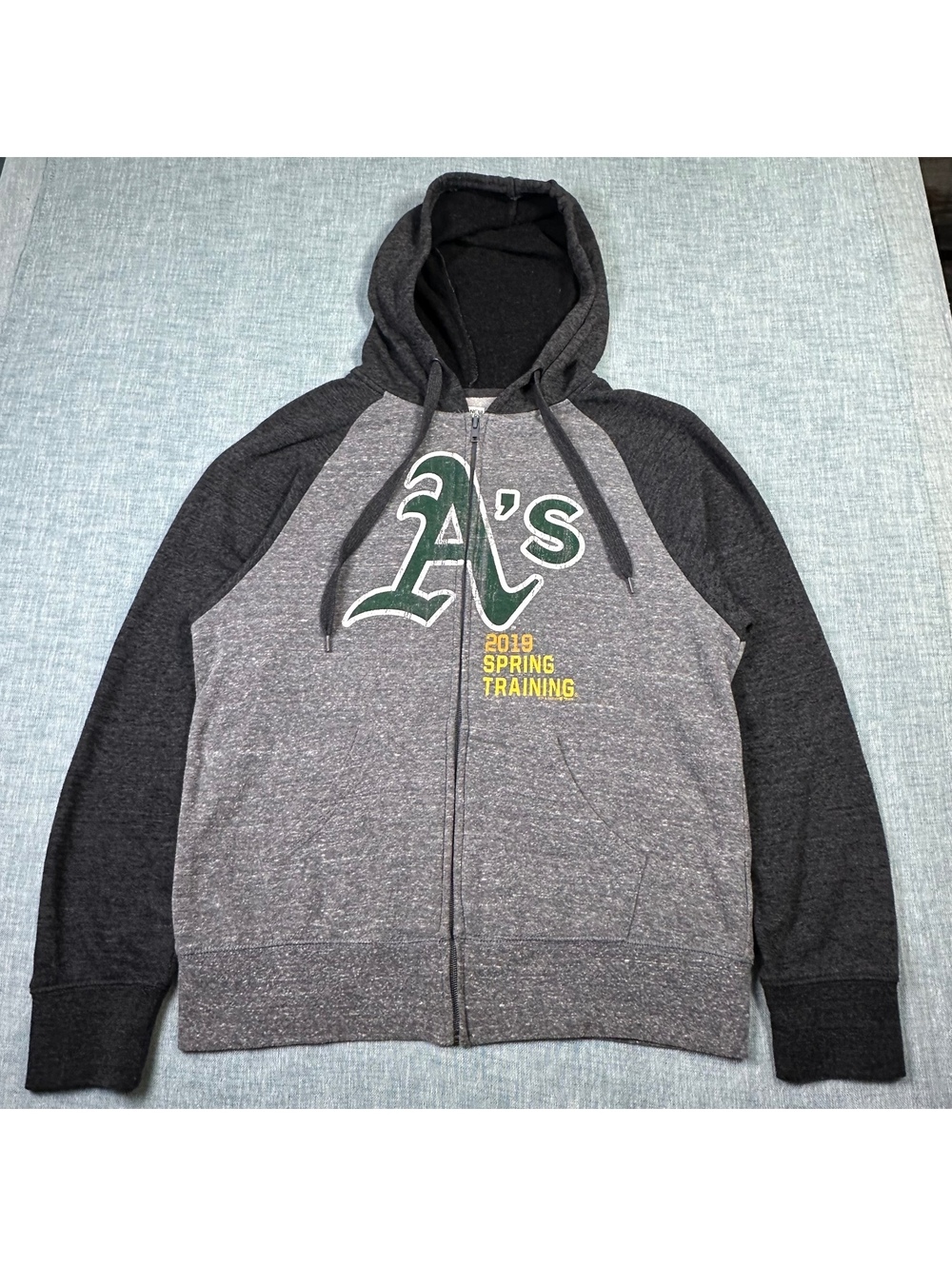 New Era Oakland Athletics As MLB 2019 Spring Training Full Zip Hoodie Gray Sz M